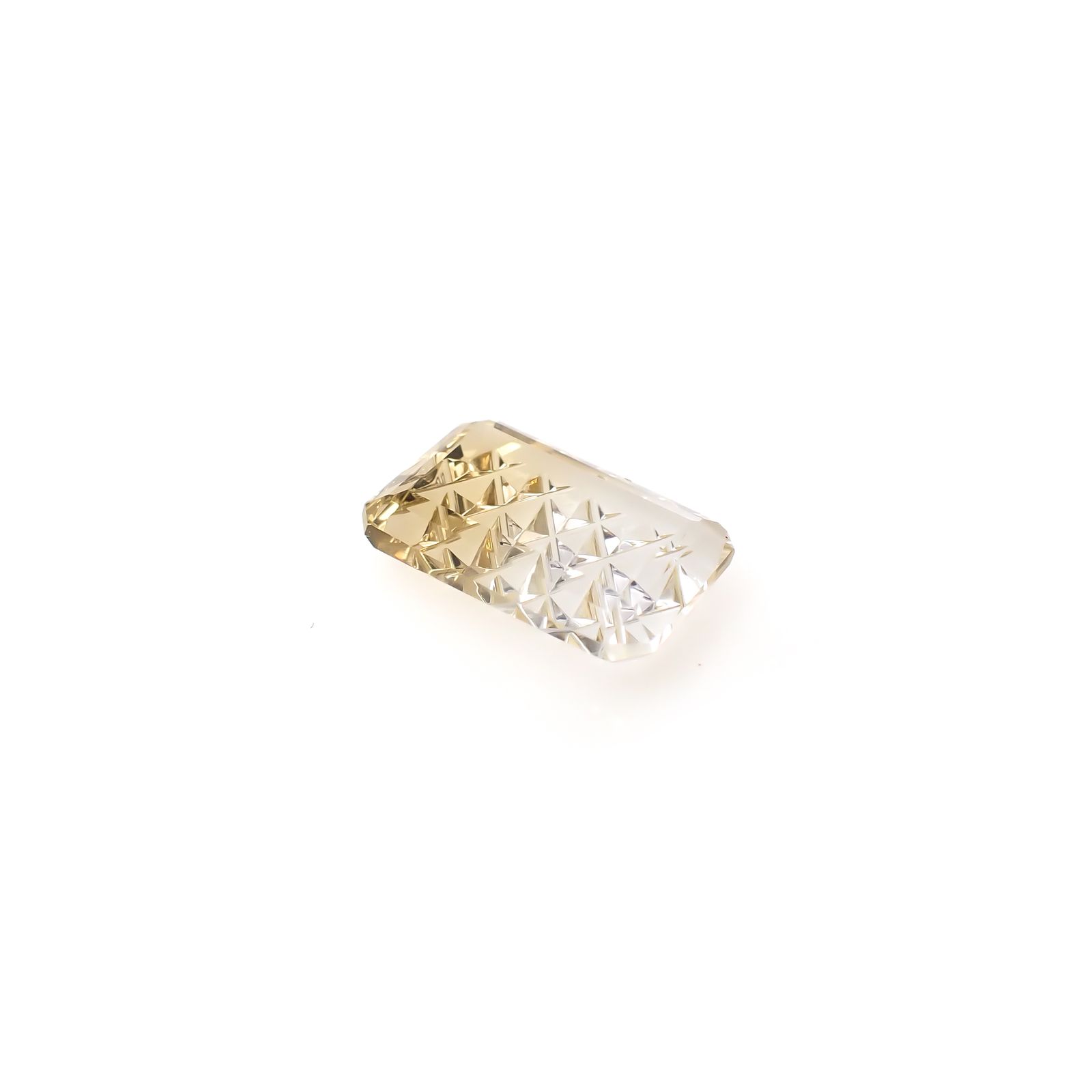 ◇甲州貴石切子Plus Three◇バイカラーシトリン カード付き ブラジル・ミナスジェライス州産 3.45ct[240628257]12.6x7.8mm前後