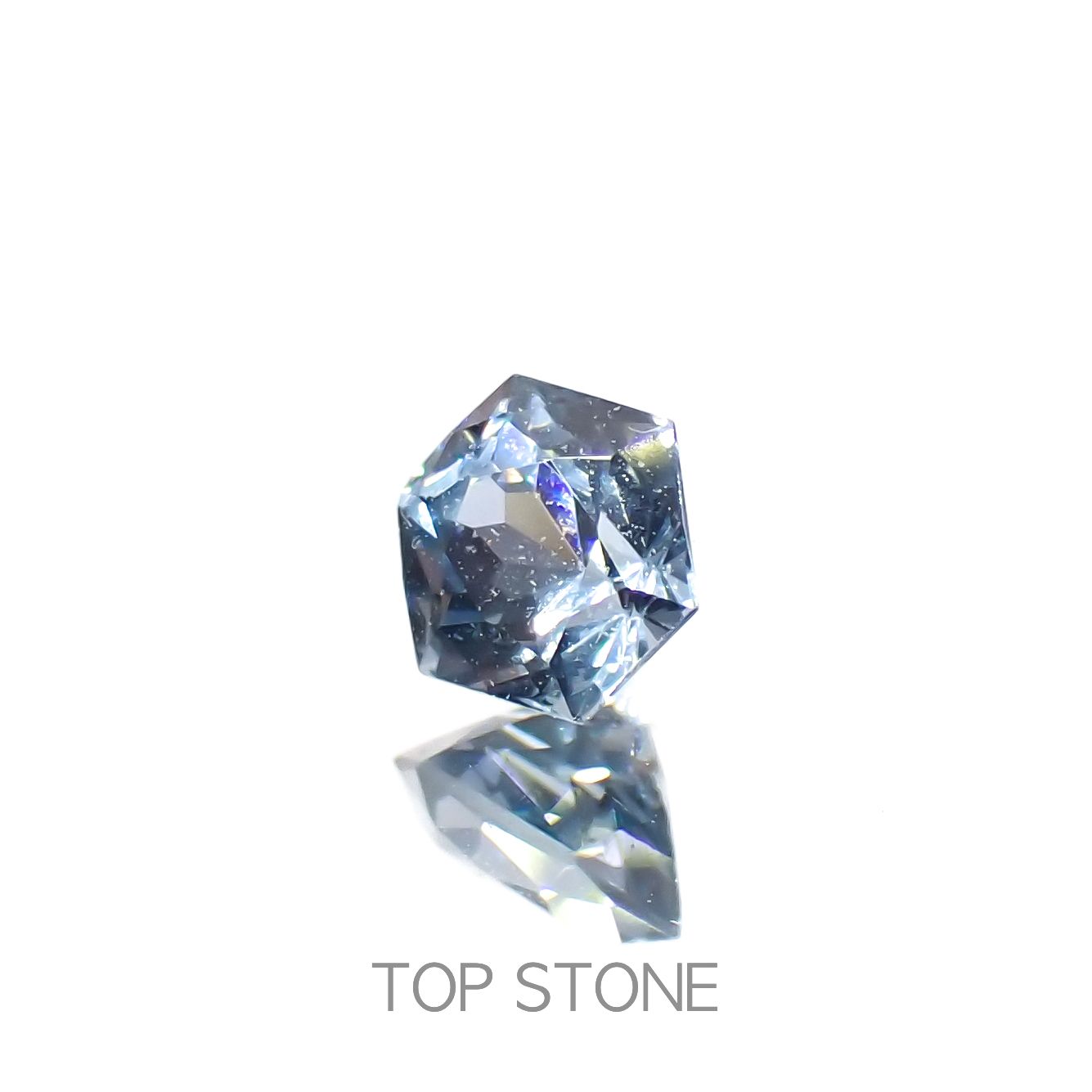 ◇ヘキサゴンカット◇グレイッシュブルースピネル(宝石名スピネル)ビルマ/マダガスカル産 0.23ct 識別済[230220653]3.3x3.2mm前後