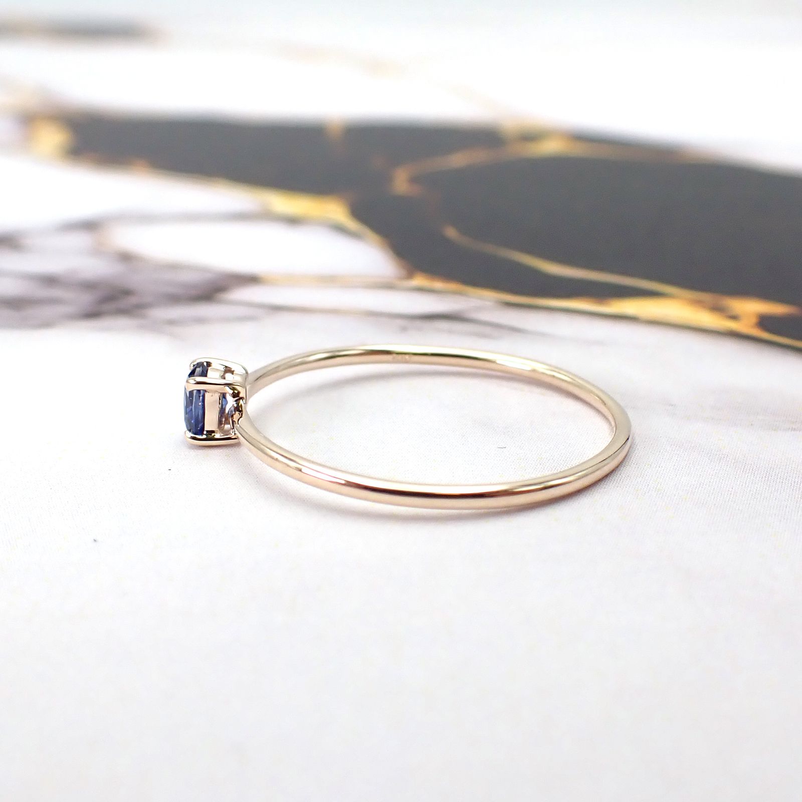 リング空枠：石留め▶サファイア（お客様製作例）