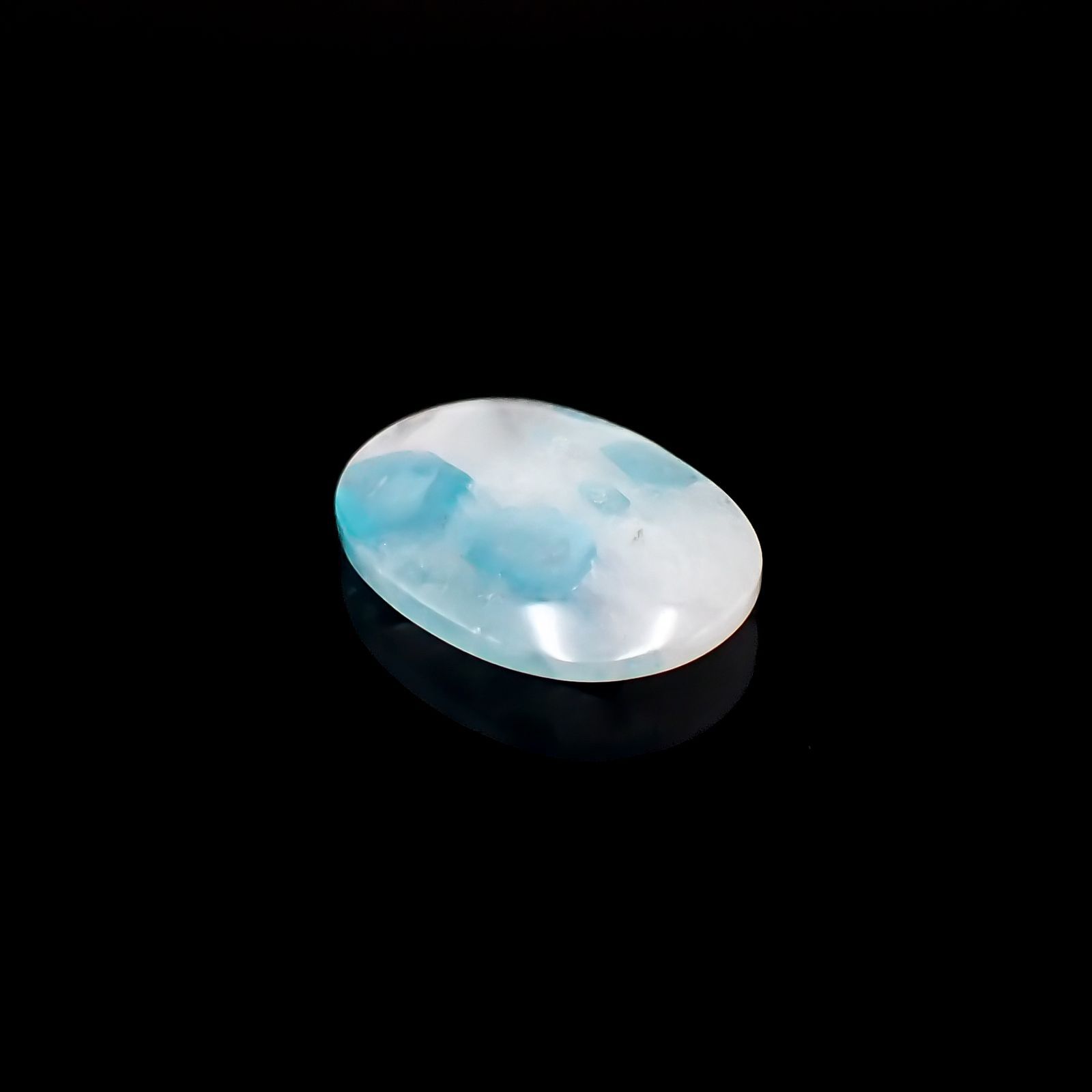 パライバトルマリンインクォーツ(宝石名トルマリンインクォーツ/別名パライバ・トルマリン)ブラジル産 4.175ct ソ付(宝貴協)[221018818]15.1x11.2mm前後