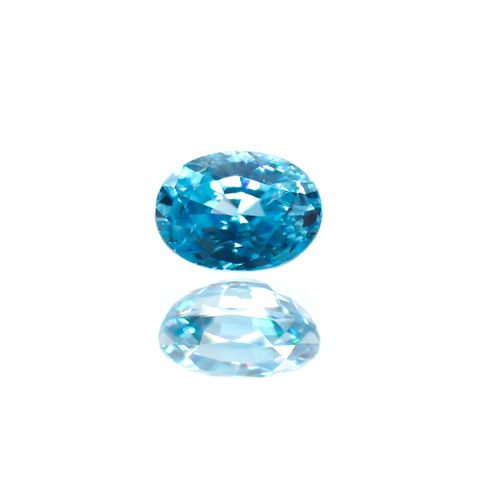 ブルージルコン(宝石名ジルコン) カンボジア産 1.51ct 識別済[251013455]7×5.1mm前後