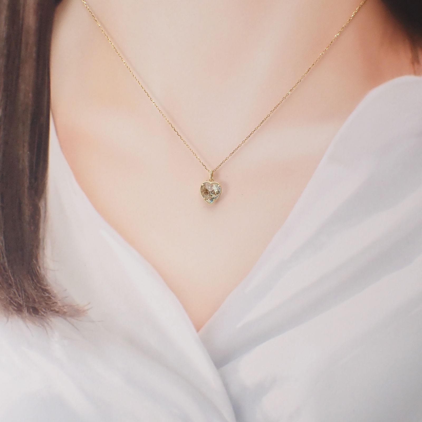 ◇K18/K10 Luxcia（ルクシア）◇リバーシブル ハートデザイン | ブルートパーズ [チャーム/ペンダントトップ※チェーン別売り]