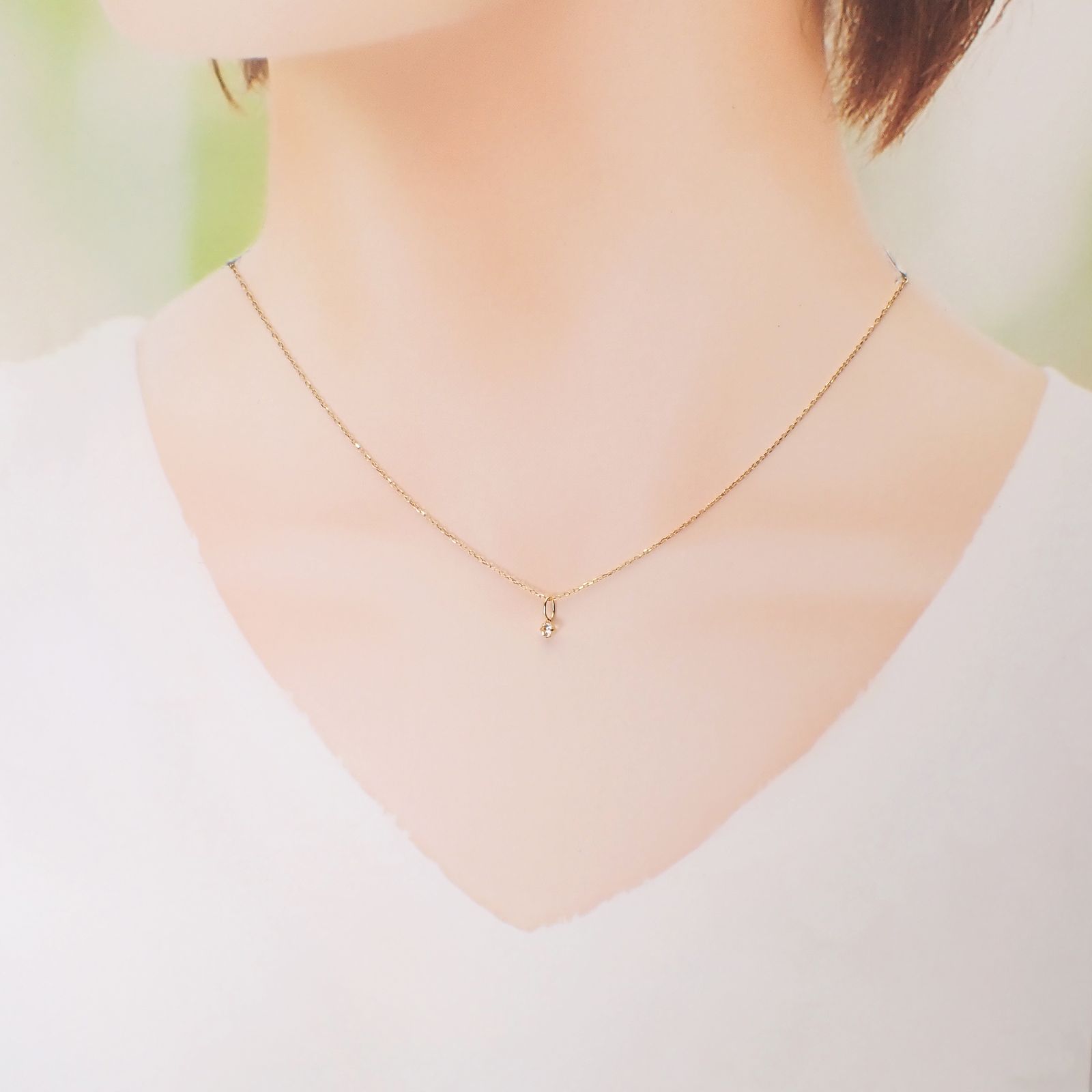 ◇K18 Petitデザイン限定品◇一粒石ジュエリー | ハイアライトオパール 2.5mm [チャーム/ペンダントトップ※チェーン別売り]
