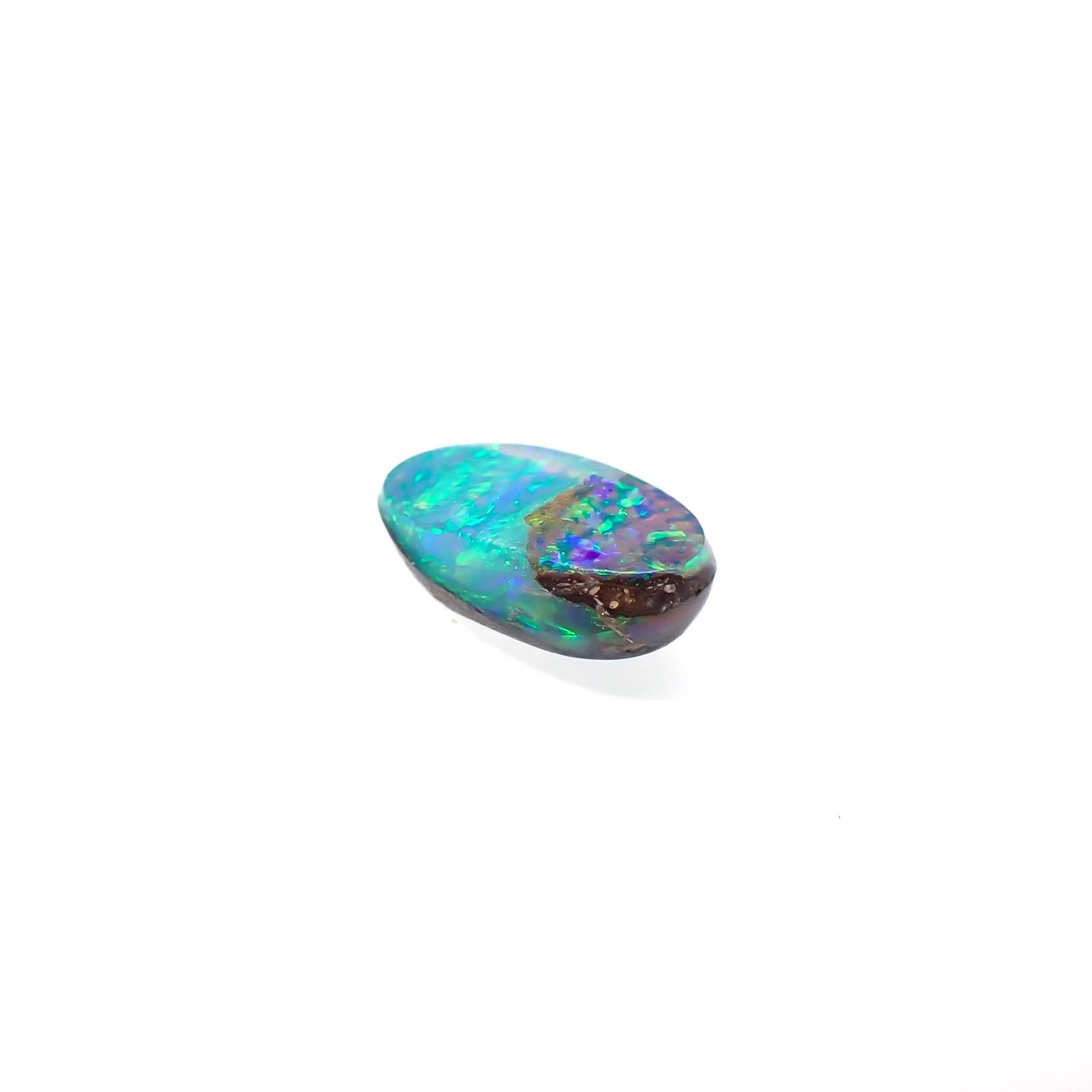 ボルダーオパール 原石磨き オーストラリア産 0.74ct[231225148]7.6x4.5mm前後