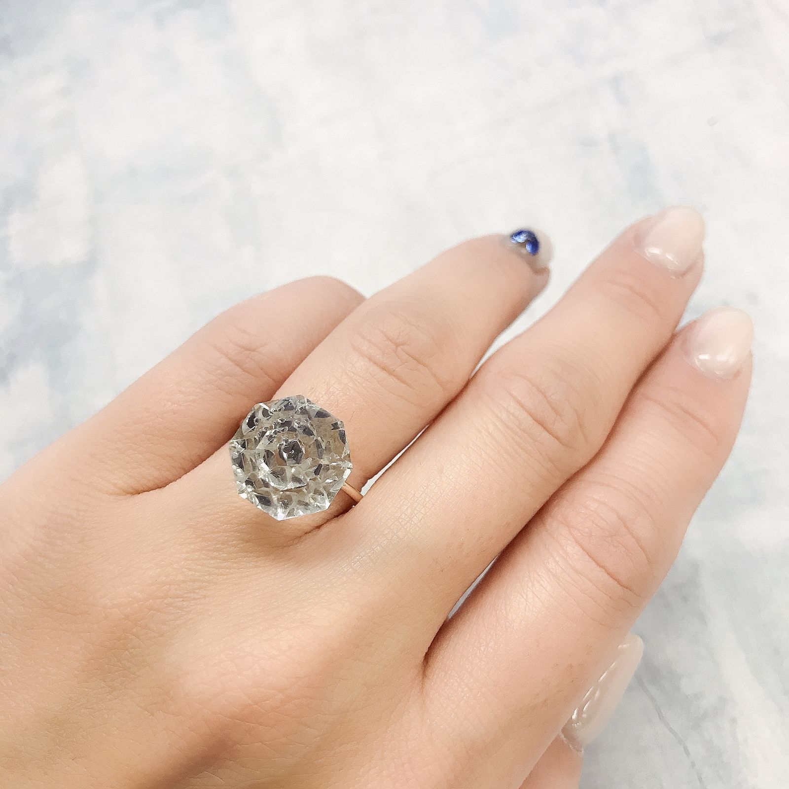 ◇オクタゴンカット◇フローライトインクォーツ マダガスカル産 9.15ct[220515709]12.6x12.4mm前後