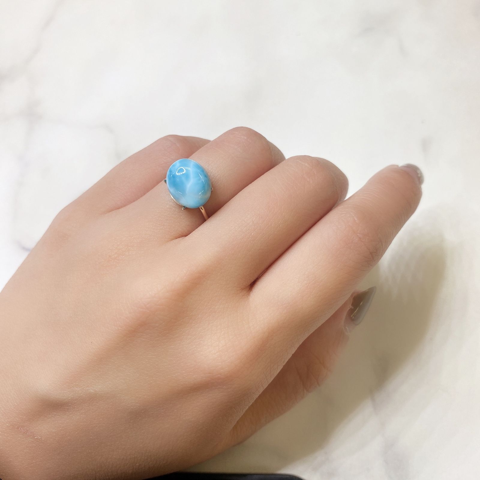 ラリマー(宝石名ブルー・ペクトライト) ドミニカ共和国産 5.42ct 識別済[211013271]12×9.9mm前後