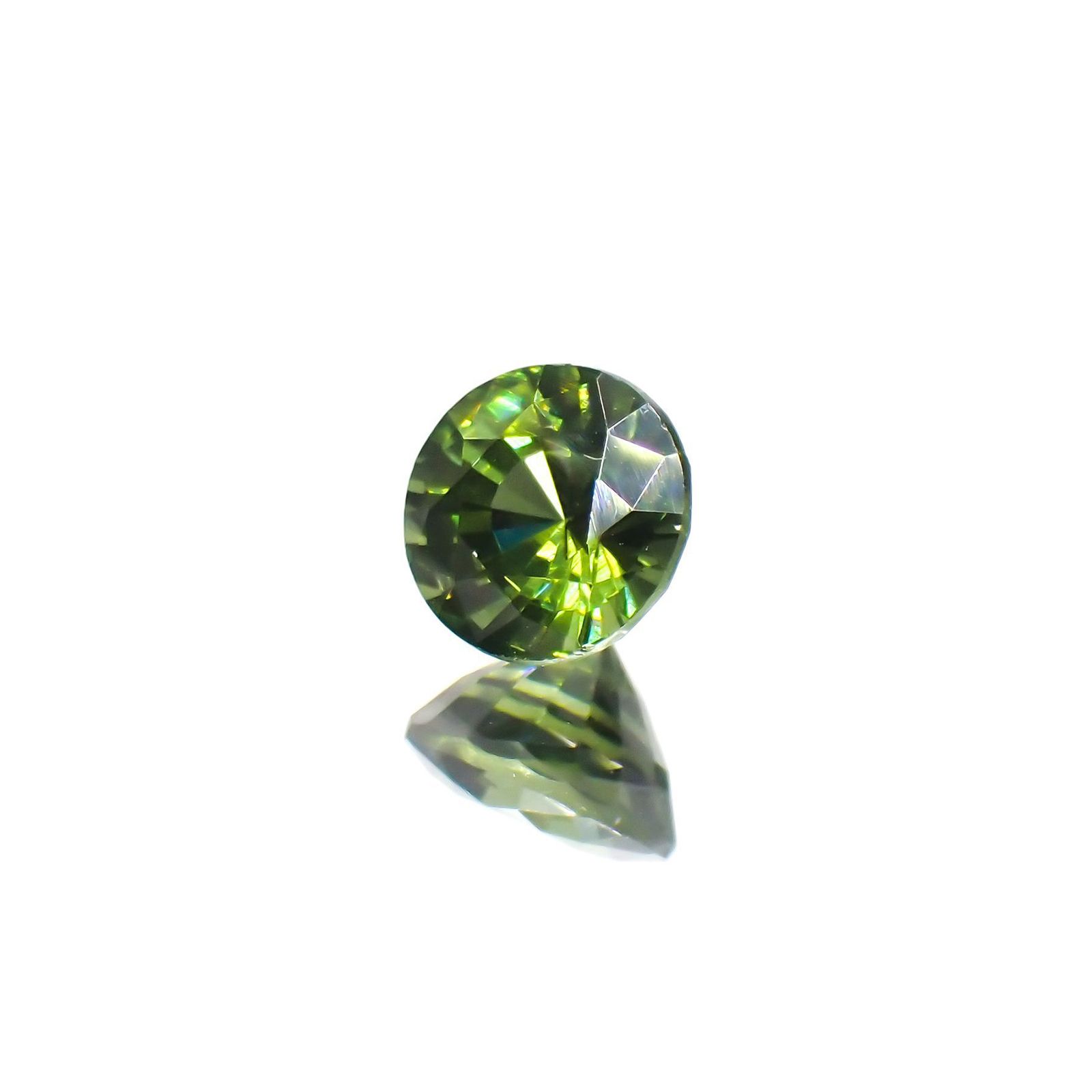グリーンジルコン(宝石名ジルコン)スリランカ/カンボジア産 1.13ct 識別済[220114899]5.9x5.8mm前後