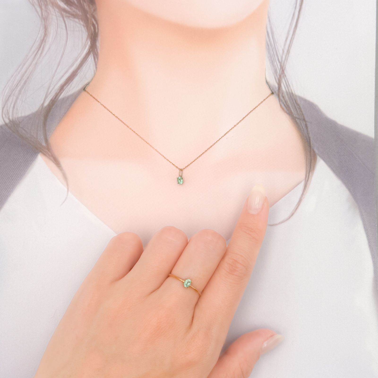 ◇ペアセット◇パステルカラーエメラルド ザンビア産 0.37ct(2pcs合計) [250430240]4x3mm前後