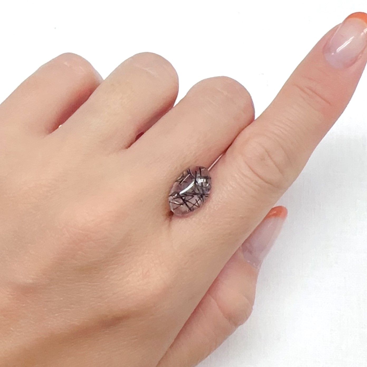 ブラックトルマリンインクォーツ ブラジル産 4.18ct[240427062]13.2x8.4mm前後