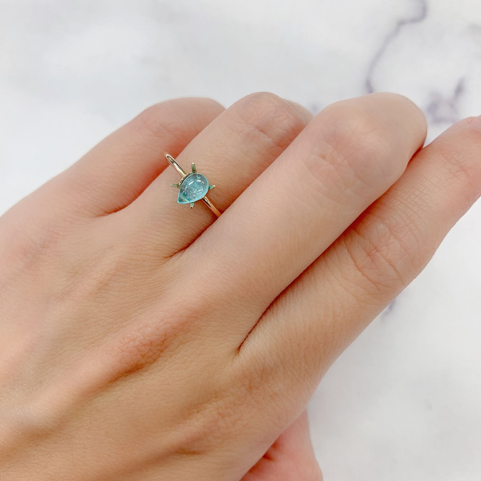 パライバトルマリン(宝石名トルマリン/別名パライバ・トルマリン) ブラジル・キントス鉱山産 0.343ct ソ付(宝貴協)[20106987]6.1×4.1mm前後