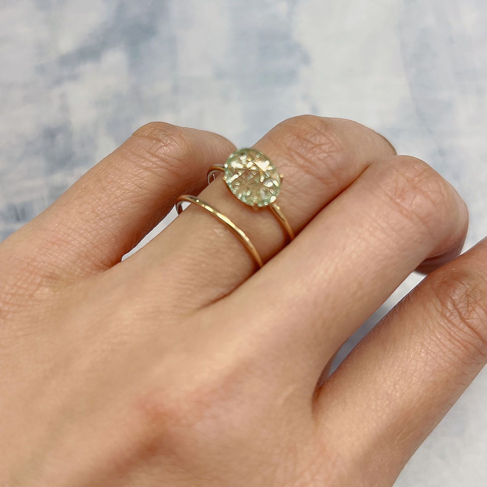 ◇甲州貴石切子Plus Three◇ミントトルマリン(宝石名グリーン・トルマリン)カード付き ブラジル産 1.176ct ソ付(彩珠)[220113926]8.4x7.1mm前後