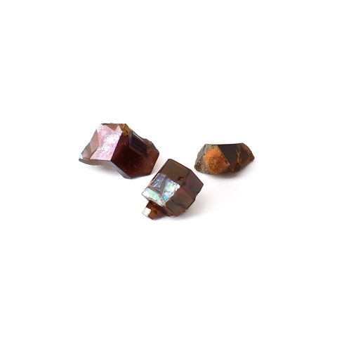 レインボーガーネット原石3個セット 日本・奈良県産 15.88ct(3pcs合計) / 9.1-11.0x8.0-9.4mm前後 [260432082]