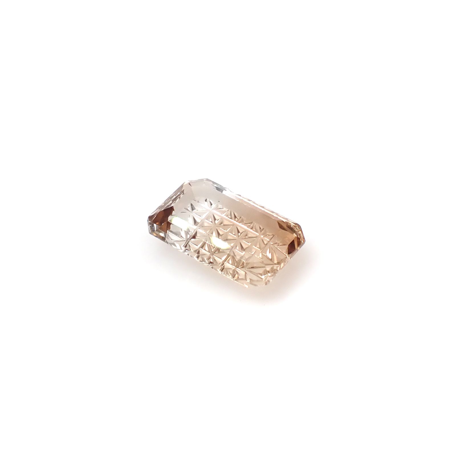 ◇甲州貴石切子Plus Three◇バイカラートパーズ カード付き ブラジル産 5.89ct [250630485]13.1x8.4mm前後