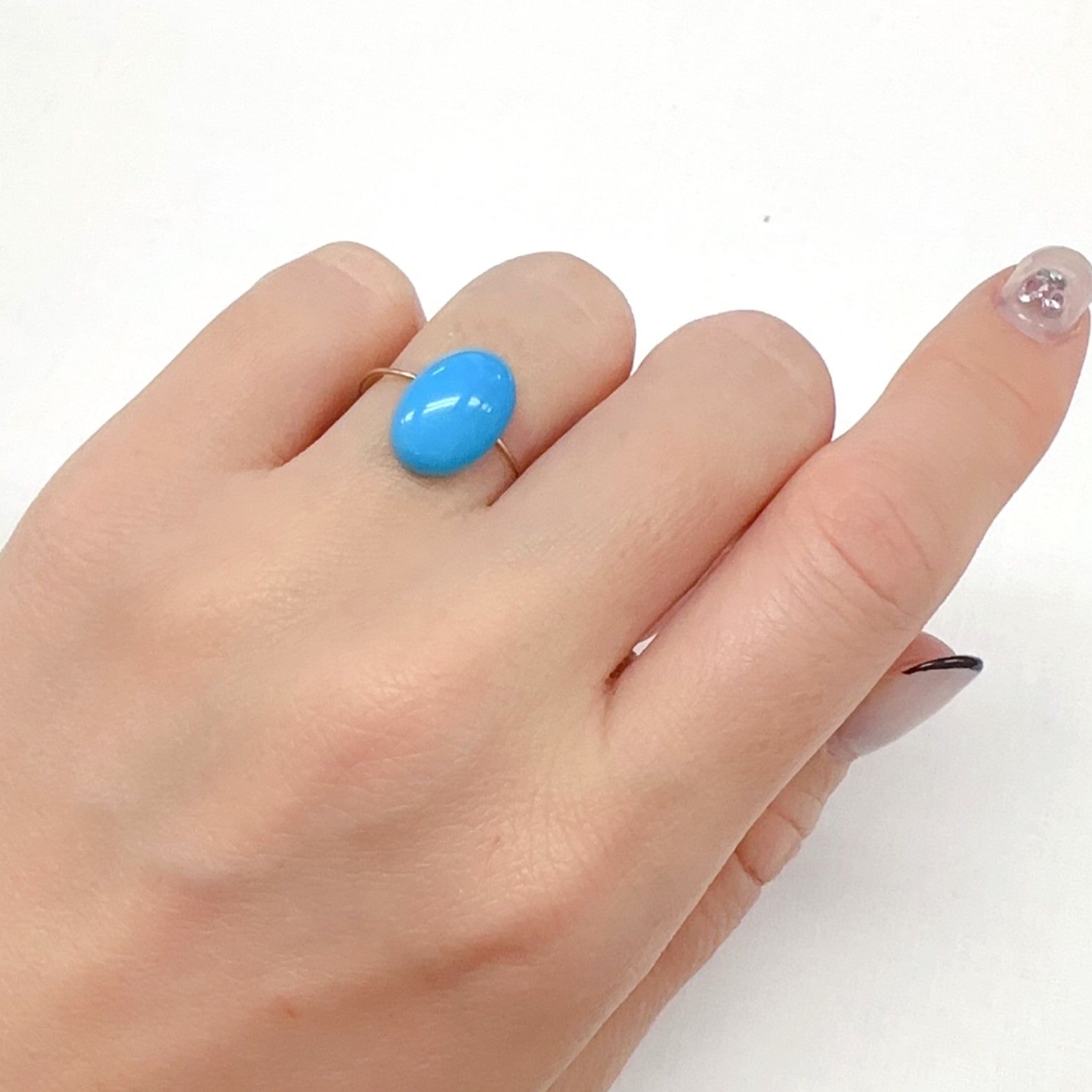 ターコイズ アメリカ・アリゾナ州キングマン産 4.37ct[240326422]12.9x8.9mm前後