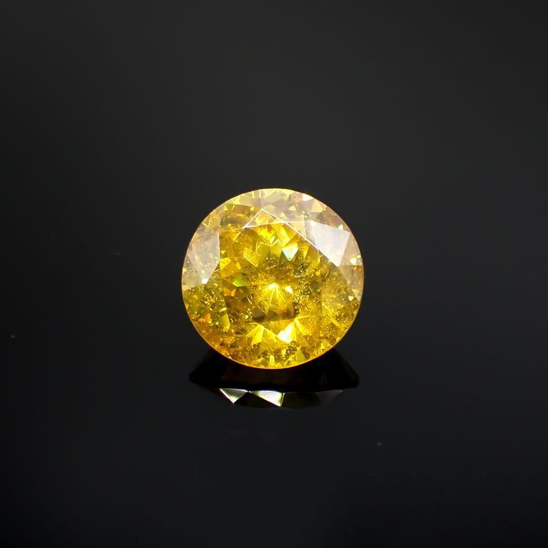 イエロースファレライト(宝石名イエロー・スファレライト)スペイン・カンタブリア州サンタンデール産 10.188ct ソ付(彩珠)[221018956]12.8x12.8mm前後
