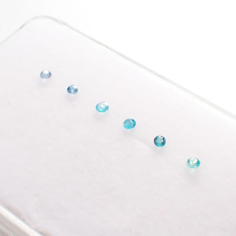 パライバトルマリン カラーグラデーション6pcsセット(宝石名トルマリン)ブラジル産 0.16ct(6pcs合計) 識別済[230220341]1.7-2.0x1.7-2.0mm前後