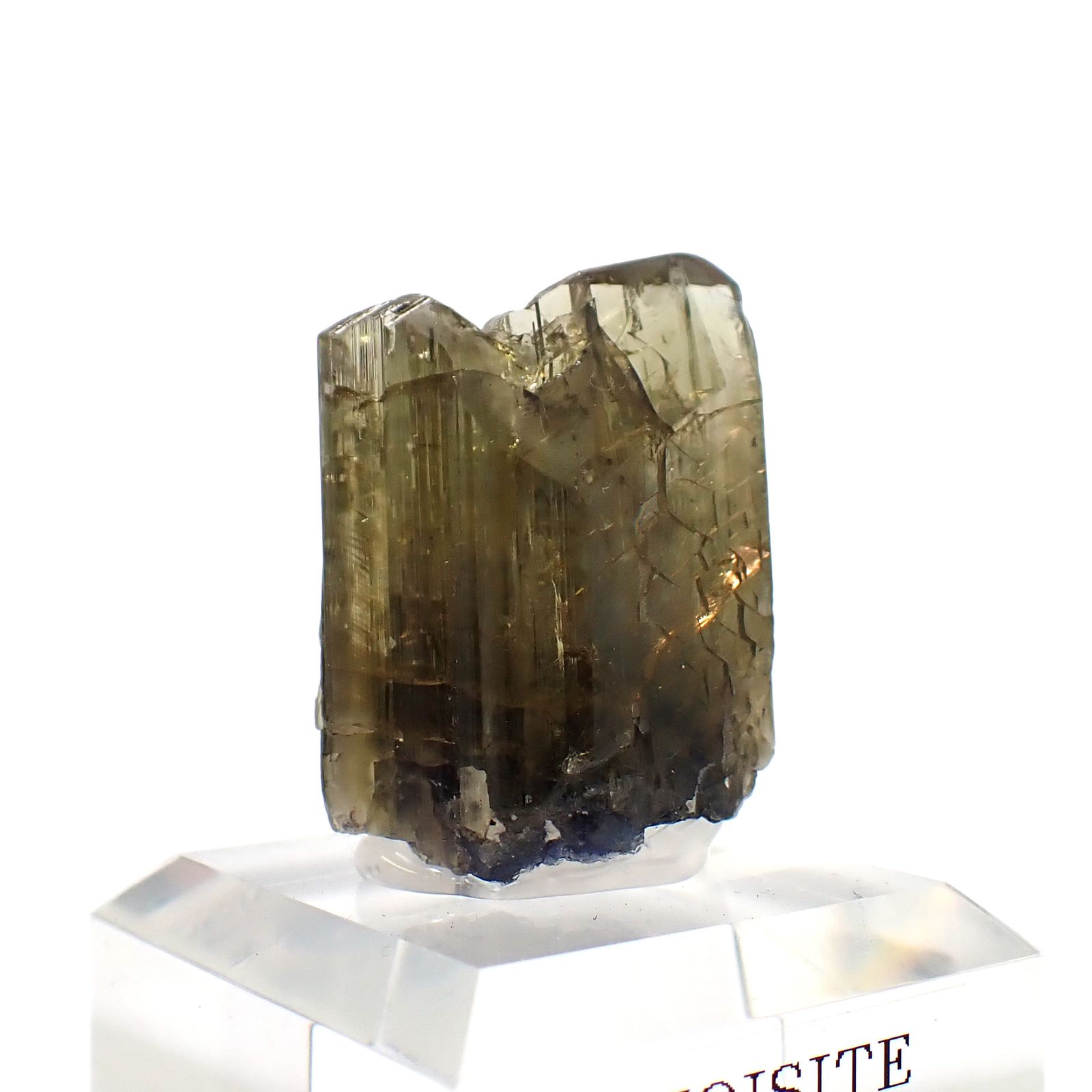 ゾイサイト原石 タンザニア産 アクリル台座付き 191.64ct(38.32g) / 16.5x25.2x35mm前後 [260632371]