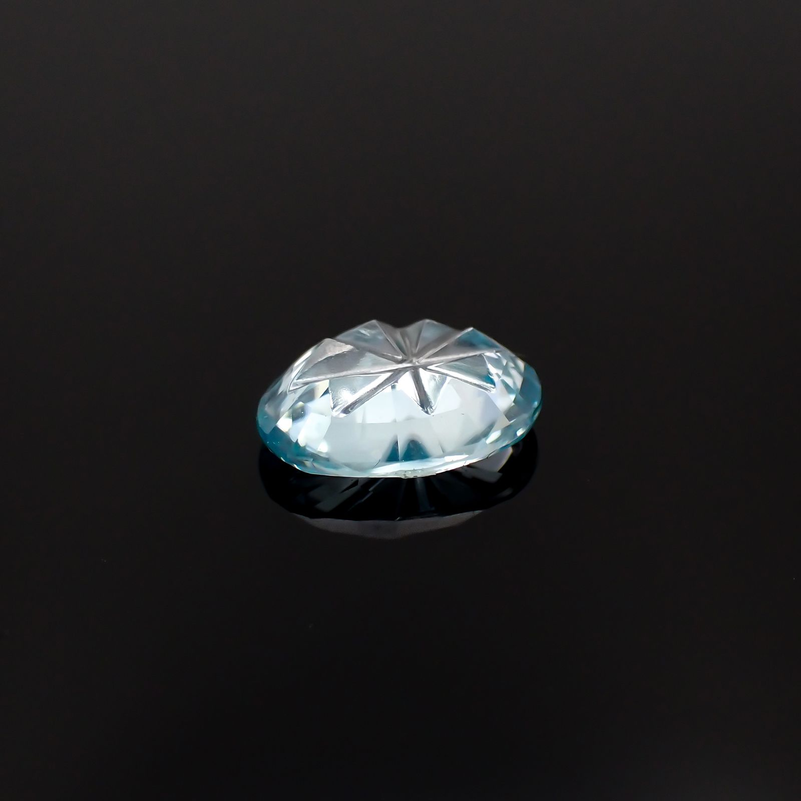 ◇甲州貴石切子Plus Three◇ブルージルコン カード付き カンボジア産 1.58ct[231225070]8.2x6.1mm前後