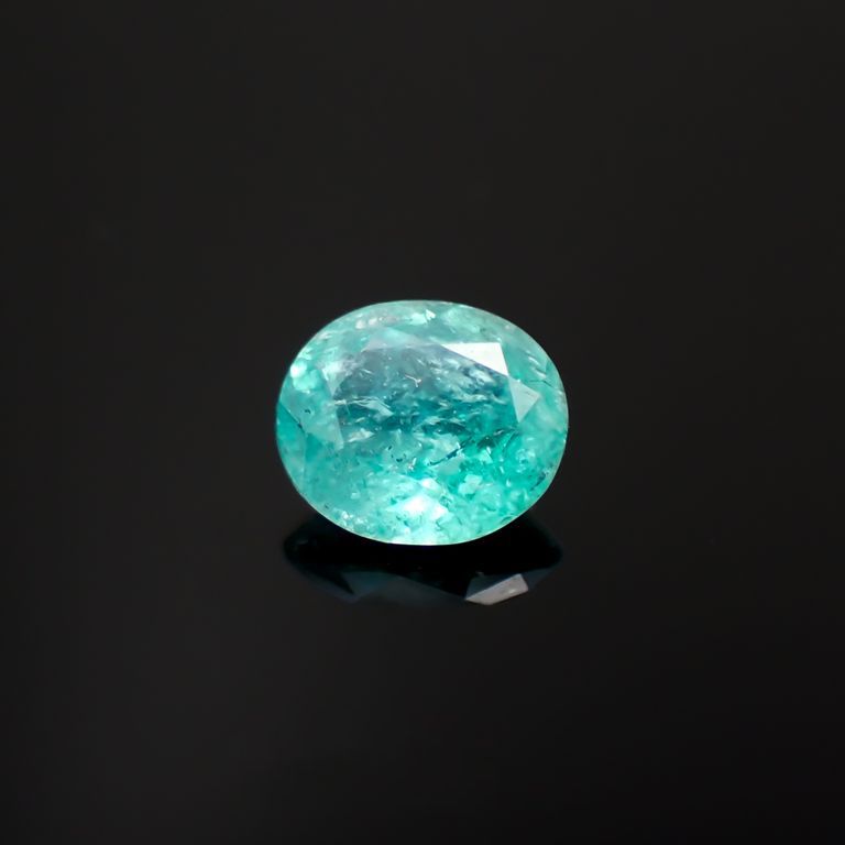 パライバトルマリン(宝石名トルマリン/別名パライバ・トルマリン)ブラジル・キントス鉱山産 0.417ct ソ付(宝貴協)[221018734]5.2x4.5mm前後