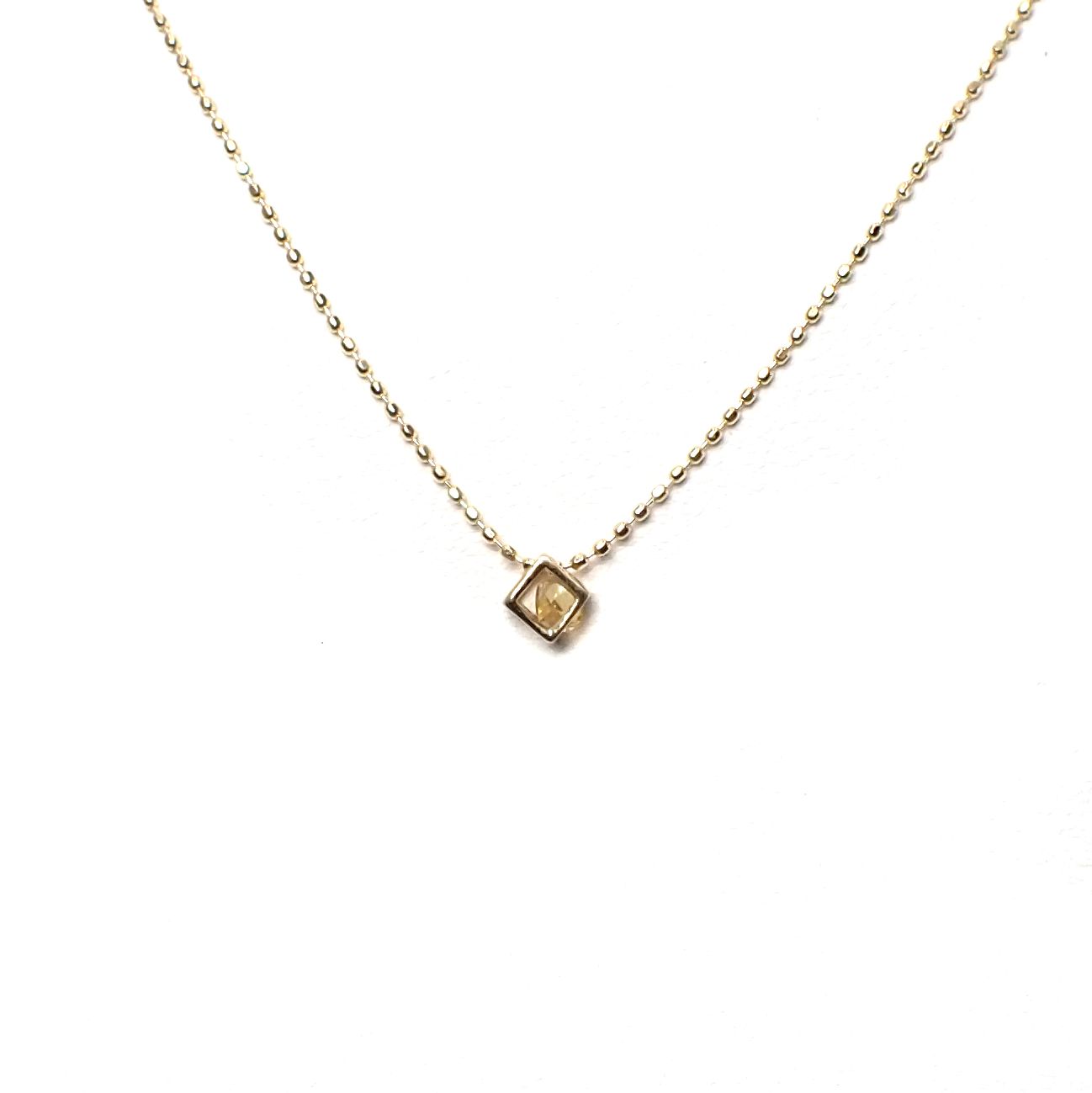 ◇K18 Reinette（レネット）◇シトリン | キューブボックスデザイン [チャーム/ペンダントトップ※チェーン別売り]
