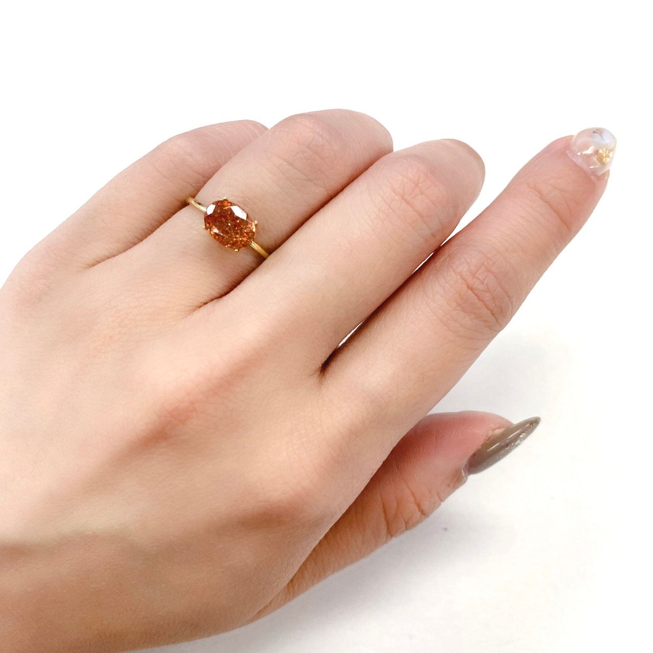イリュージョンサンストーン(宝石名フェルドスパー) タンザニア産 1.17ct 識別済[210610870]8.1×6.1mm前後