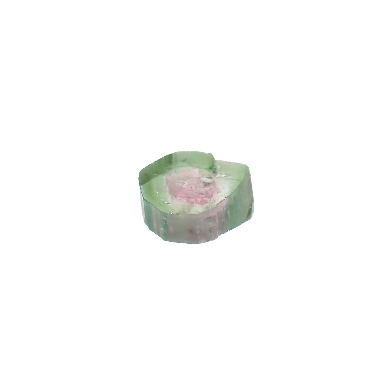 ウォーターメロントルマリン 原石スライス コンゴ民主共和国産 1.55ct[230321305]7.5x7.2mm前後