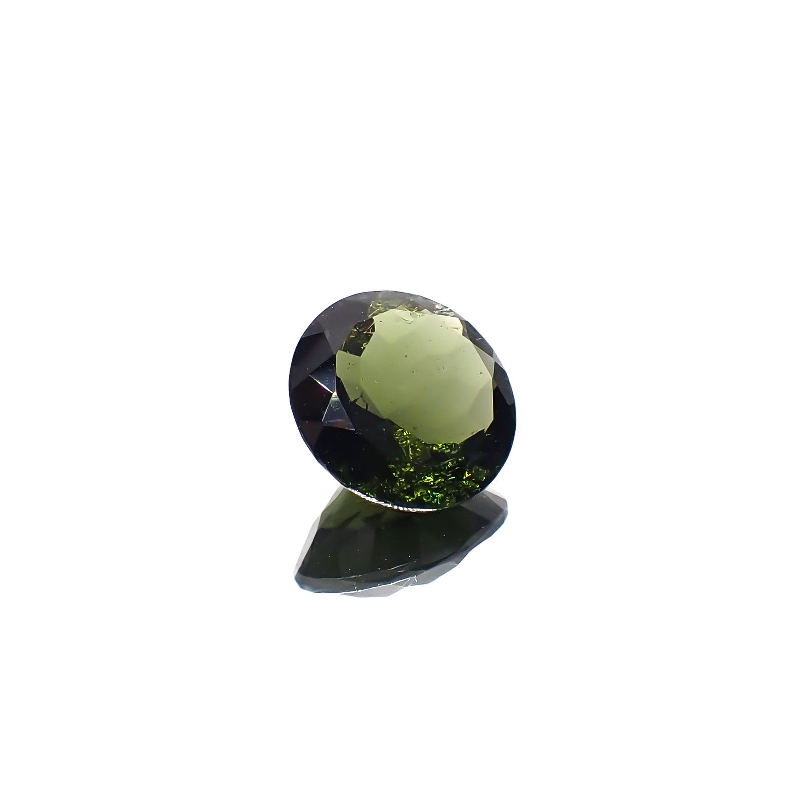 モルダバイト(宝石名モルダバイト)発見地：旧チェコスロバキア 5.60ct 識別済[231224828]12.9x12.9mm前後