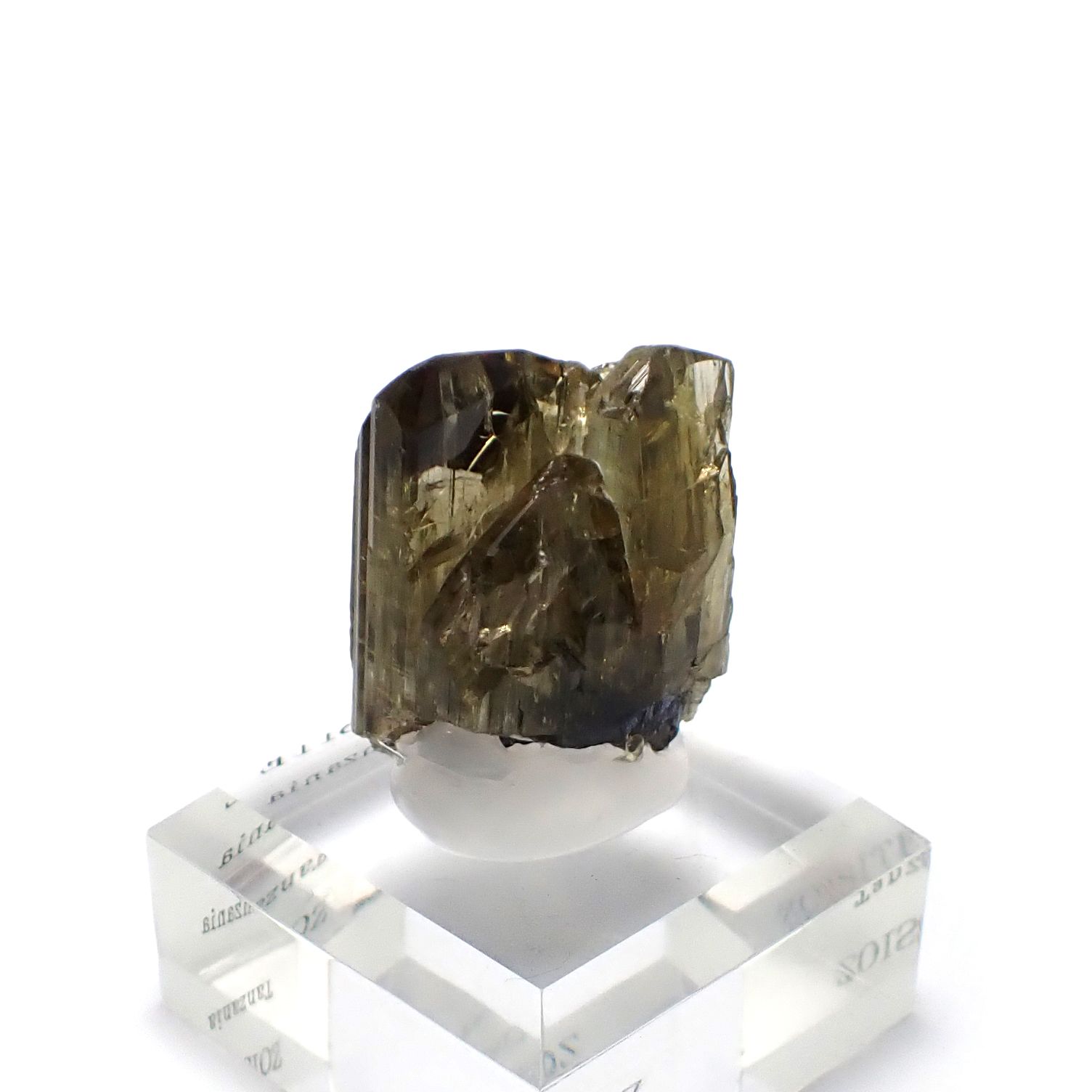 ゾイサイト原石 タンザニア産 アクリル台座付き 191.64ct(38.32g) / 16.5x25.2x35mm前後 [260632371]