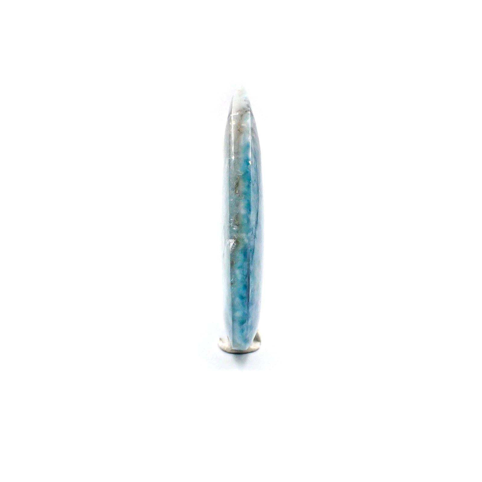 パライバクォーツ ※通し穴あり(宝石名ギラライト イン クォーツ)ブラジル・パライバ州産 82.83ct 識別済[230722556]44.3x32.8mm前後