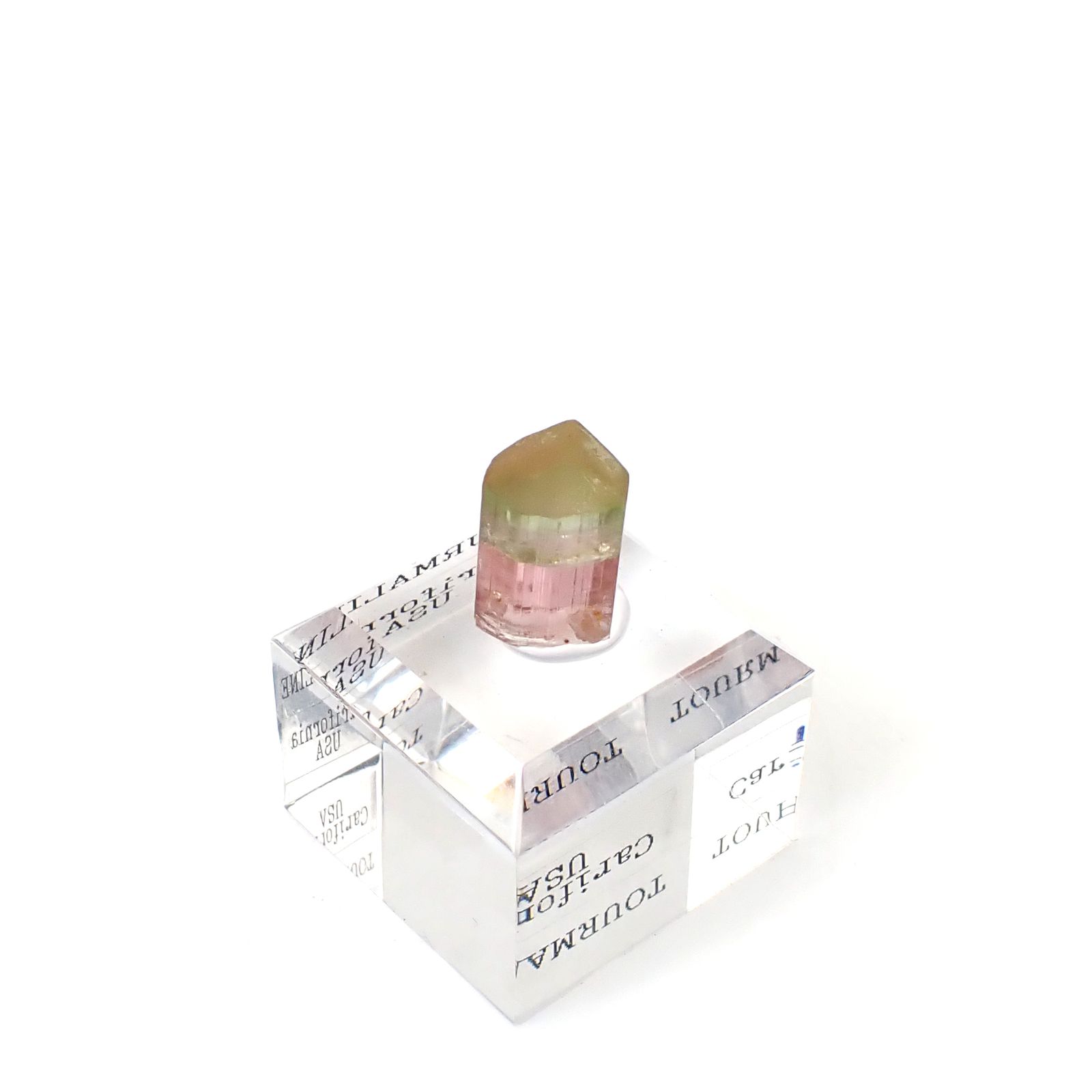 トルマリン柱状結晶原石 アメリカ・カリフォルニア州産 アクリル台座付き 9.72ct(1.94g) / 8.5x8.7x13.3mm前後 [260632361]