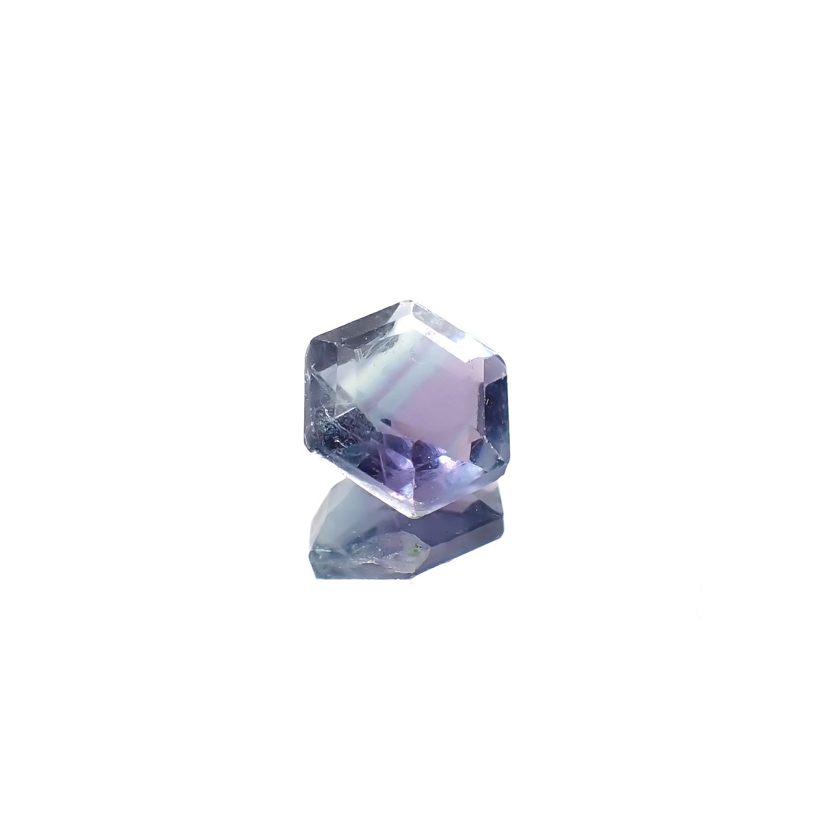 ◇ヘキサゴンカット◇パーティカラーフローライト フルオレッセンス 中国産 2.39ct[240628187]8.1x8mm前後