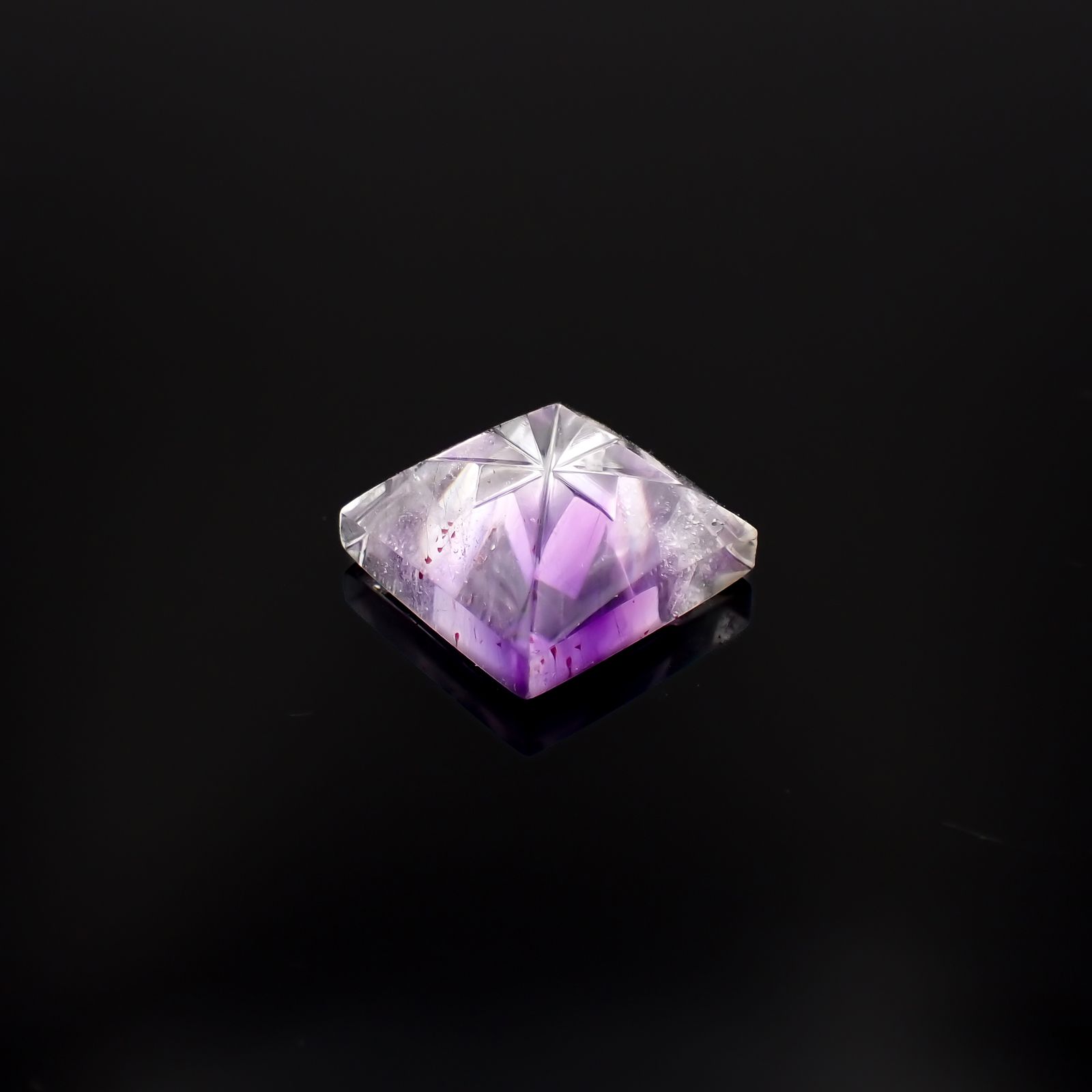 ◇甲州貴石切子Plus Three◇アメジストエレスチャル カード付き ブラジル産 7.04ct[230321248]11.9x11.7mm前後