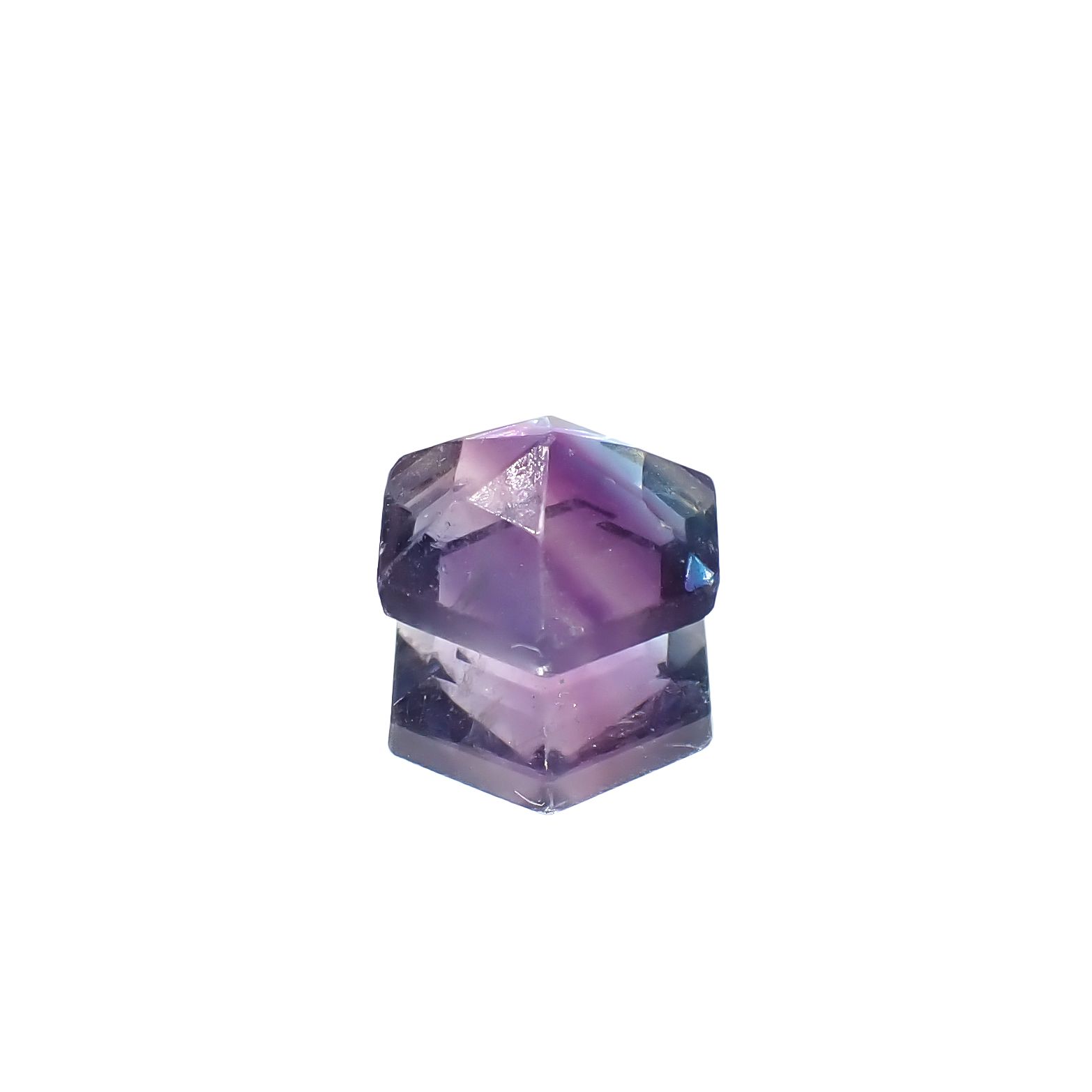 ◇ヘキサゴンカット◇パーティカラーフローライト フルオレッセンス 中国産 2.64ct[240628189]8.3x8mm前後