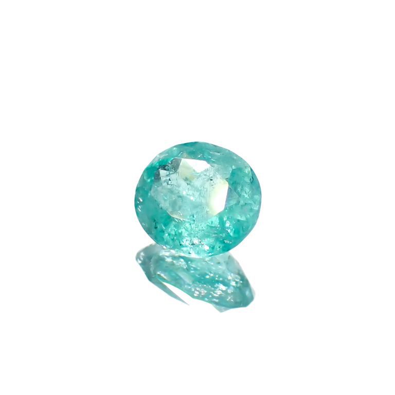 パライバトルマリン(宝石名トルマリン/別名パライバ・トルマリン)ブラジル・キントス鉱山産 0.417ct ソ付(宝貴協)[221018734]5.2x4.5mm前後