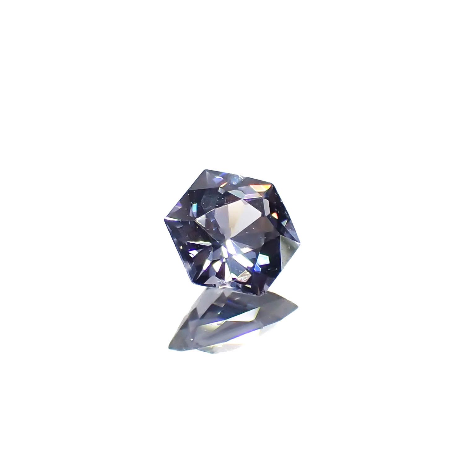 ◇ヘキサゴンカット◇バイオレットスピネル(宝石名スピネル)ビルマ/マダガスカル産 0.44ct 識別済[230220669]4.7x4.6mm前後