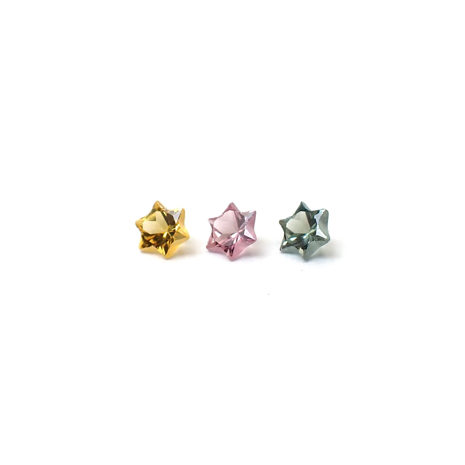◇カスタムカット◇サファイア カラーグラデーション3個セット スリランカ/マダガスカル産 0.32ct(3pcs合計) / 3.1-3.2x3.1-3.2mm前後 [260632323]