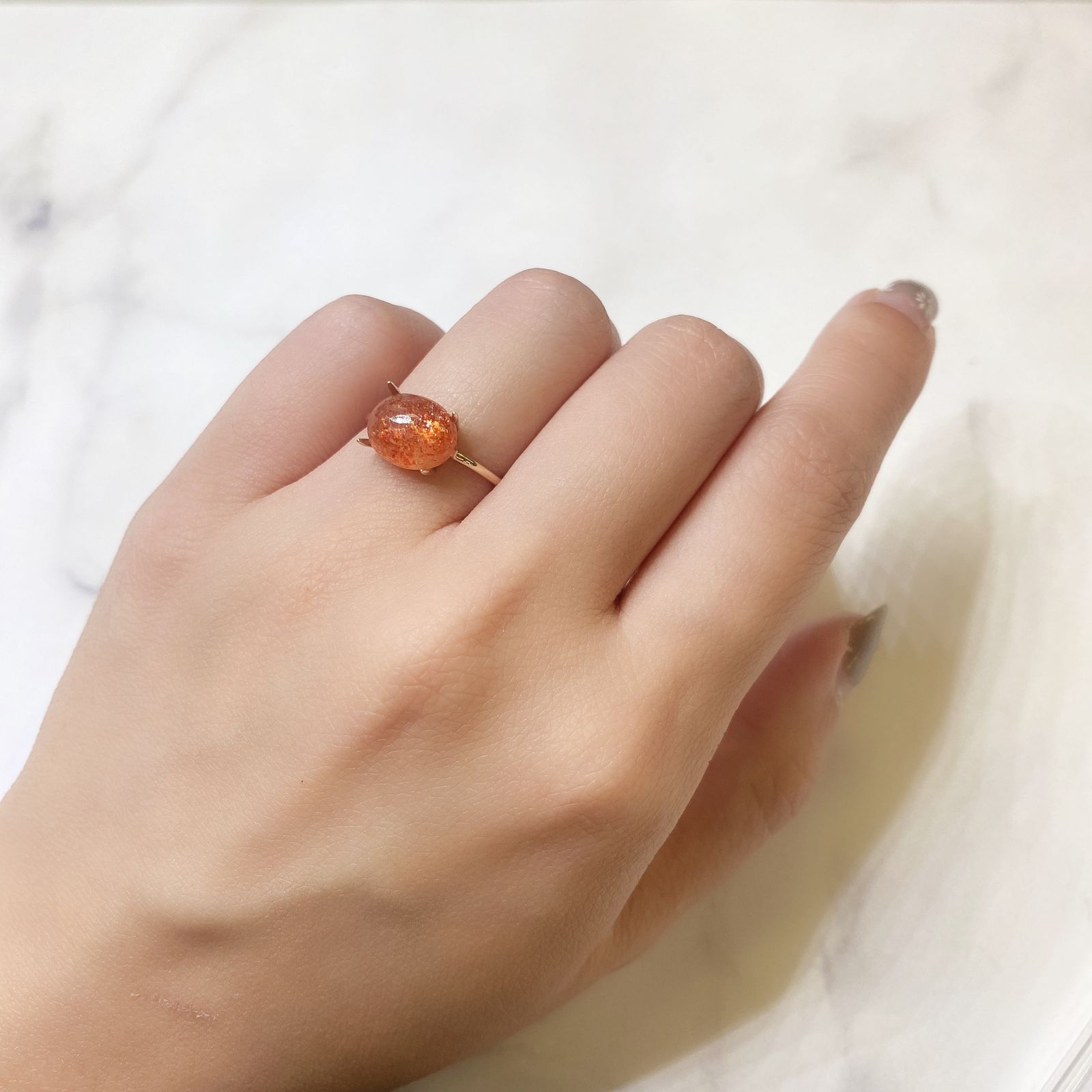 イリュージョンサンストーン(宝石名フェルドスパー) タンザニア産 3.01ct 識別済[211013341]10.2×8.1mm前後