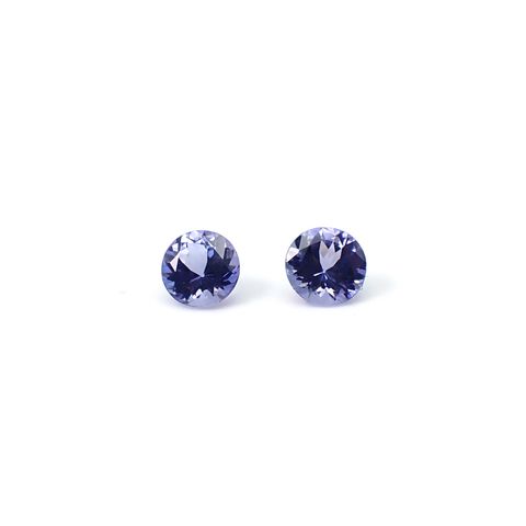 ◇ペアセット◇タンザナイト(宝石名タンザナイト)タンザニア産 識別済 0.87ct(2pcs合計) / 4.7-4.8x4.7-4.8mm前後 [251231481]