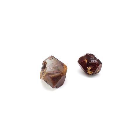 レインボーガーネット原石2個セット 日本・奈良県産 15.61ct(2pcs合計) / 10.4-12.4x9.1-11.1mm前後 [260432077]