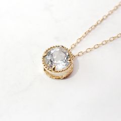 ◇K18 Lumiere（ルミエール）◇ホワイトブルートパーズ | 一粒石ジュエリー 5mm [チャーム/ペンダントトップ※チェーン別売り]