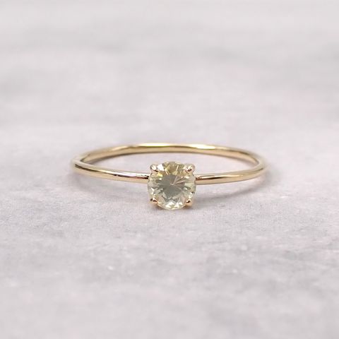 リング空枠：石留め▶シルキーイエローサファイア（お客様製作例）