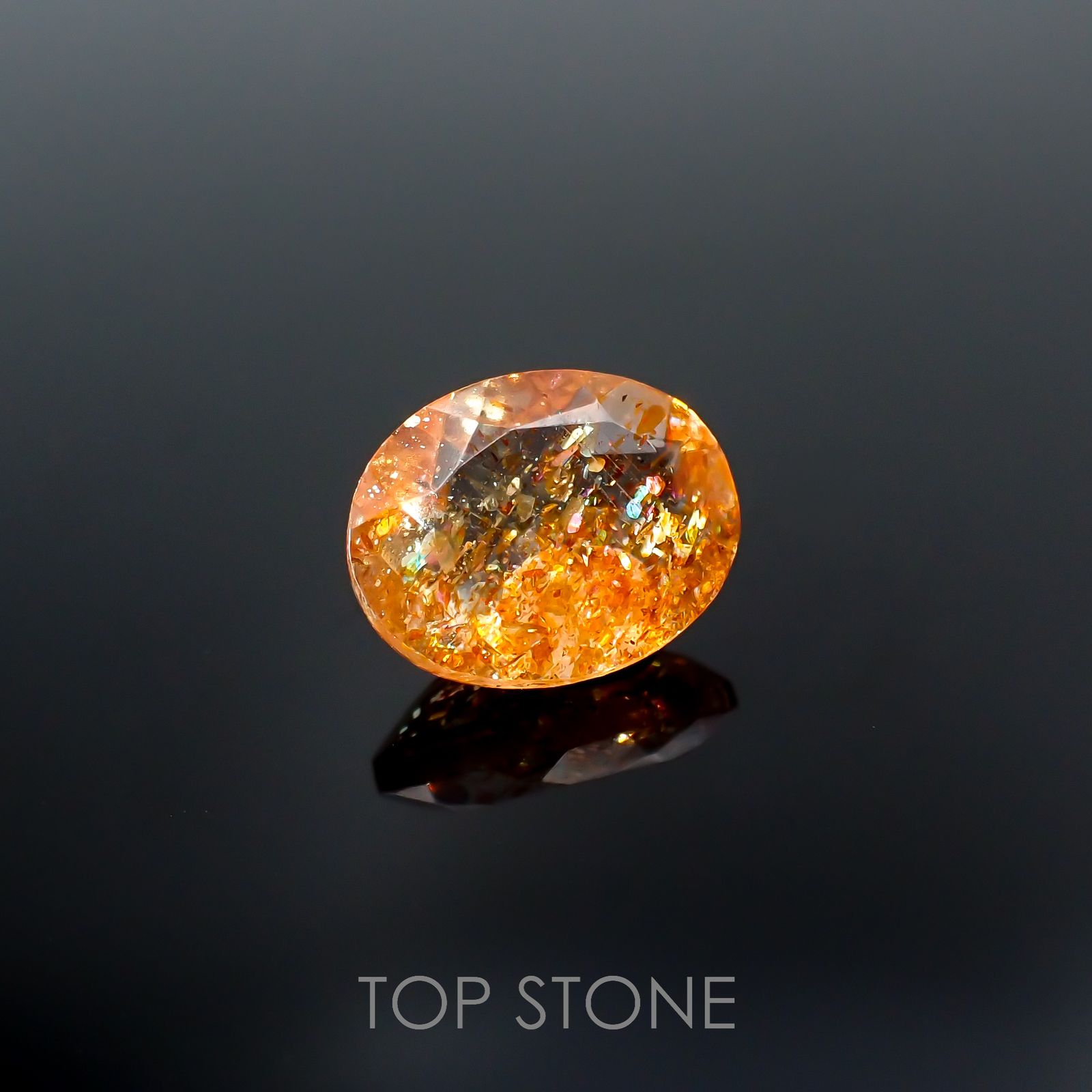 イリュージョンサンストーン インド産 1.60ct[221219254]9.1x7.2mm前後