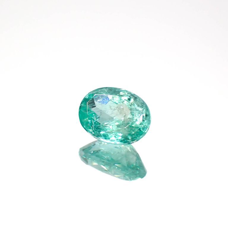 パライバトルマリン(宝石名トルマリン/別名パライバ・トルマリン)ブラジル・キントス鉱山産 0.505ct ソ付(宝貴協)[221018745]5.7x4.3mm前後