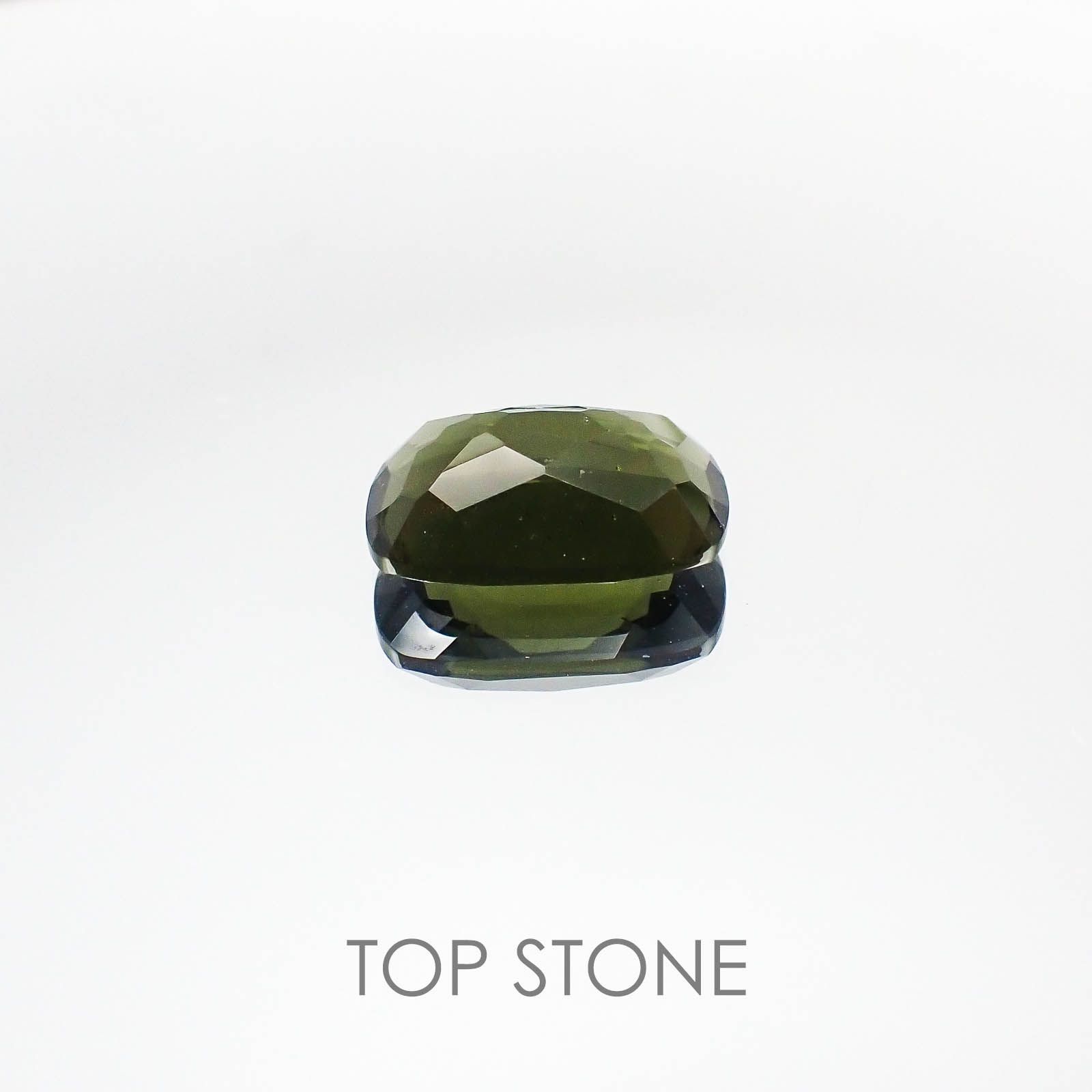 <ランダムセレクト1個販売> モルダバイト(宝石名モルダバイト) クッションカット 発見地：旧チェコスロバキア 5.00ct前後 識別済[20074004]14×10mm前後