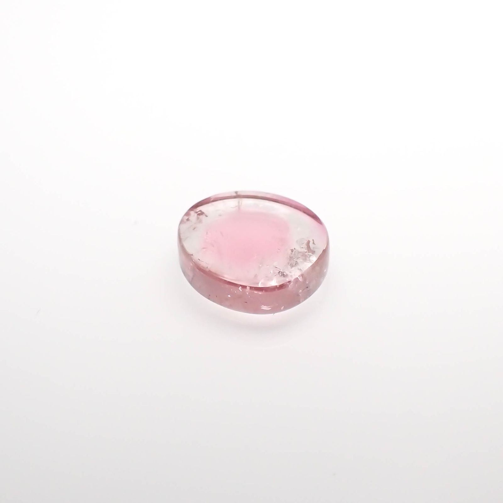 ピンクウォーターメロントルマリン 原石スライス コンゴ民主共和国産 3.01ct[230421482]10x9.1mm前後