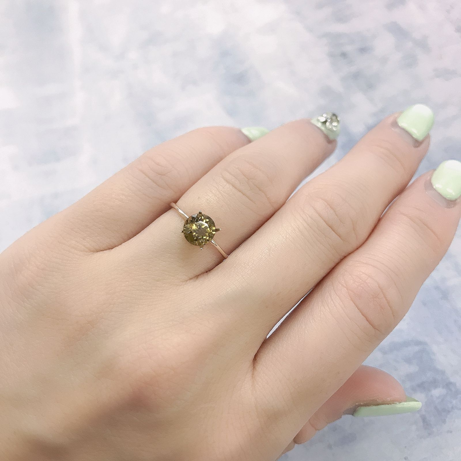 グロッシュラーアンドラダイトガーネット(宝石名グロッシュラー/アンドラダイト・ガーネット) ナミビア産 1.25ct 識別済[21049438]6.5×6.5mm前後