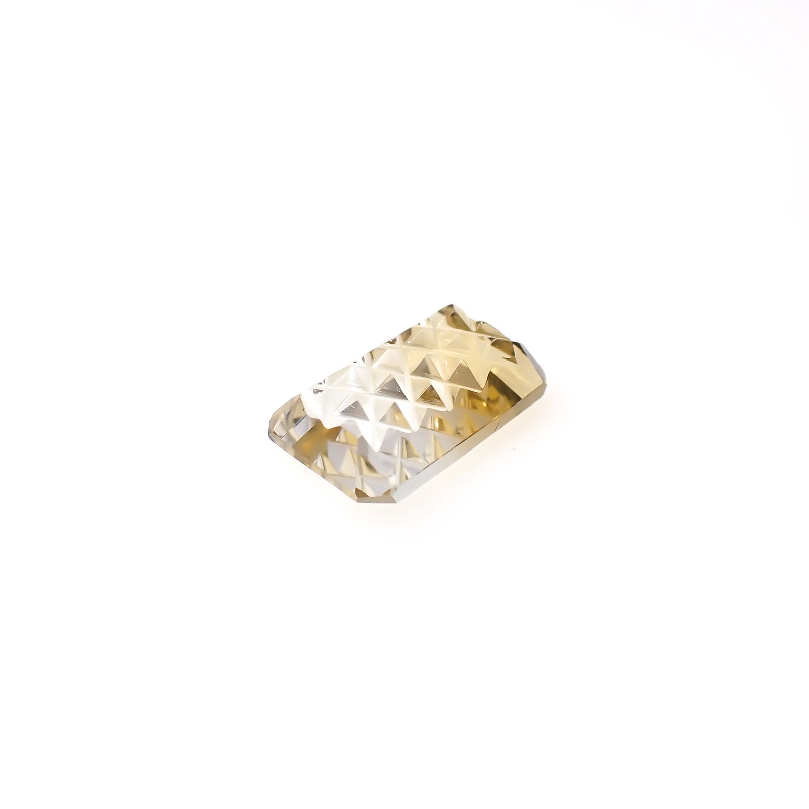 ◇甲州貴石切子Plus Three◇バイカラーシトリン カード付き ブラジル・ミナスジェライス州産 3.45ct[240628257]12.6x7.8mm前後