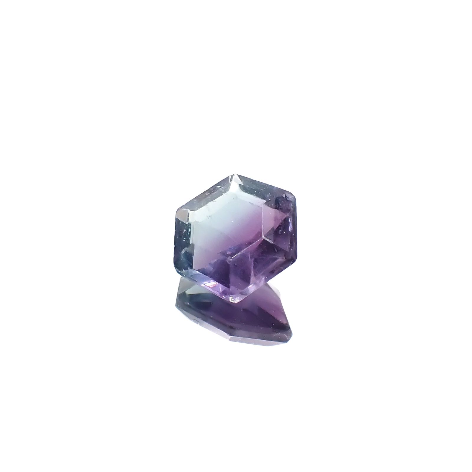 ◇ヘキサゴンカット◇パーティカラーフローライト フルオレッセンス 中国産 2.47ct[240628188]8.2x8.2mm前後