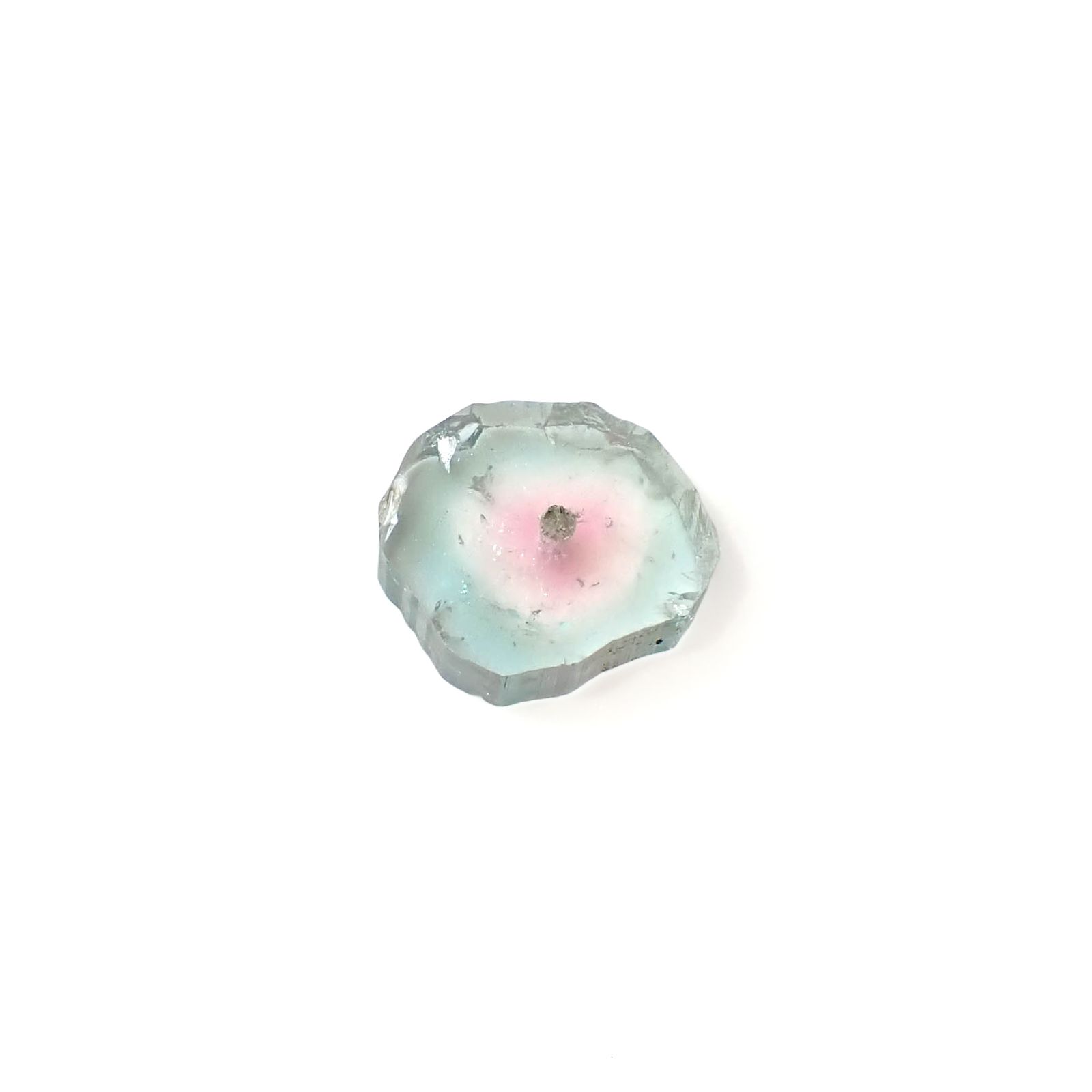 ウォーターメロントルマリン 原石スライス アフガニスタン産 3.23ct [250430214]11x9.6mm前後