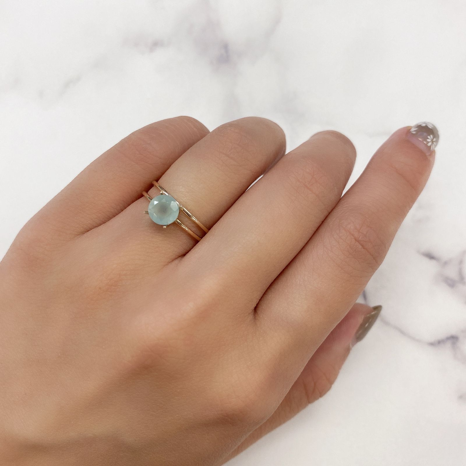 アクアプレーズ(宝石名ブルー グリーン・カルセドニー) 南アフリカ産 1.01ct 識別済[210812350]6.2×6.2mm前後